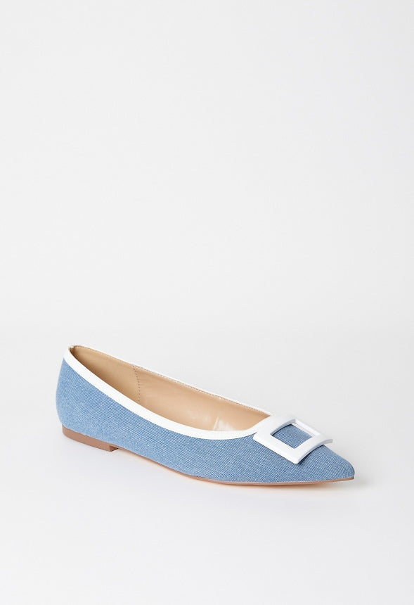 Taryn Ballet Flat Medium Denim/ Bright White