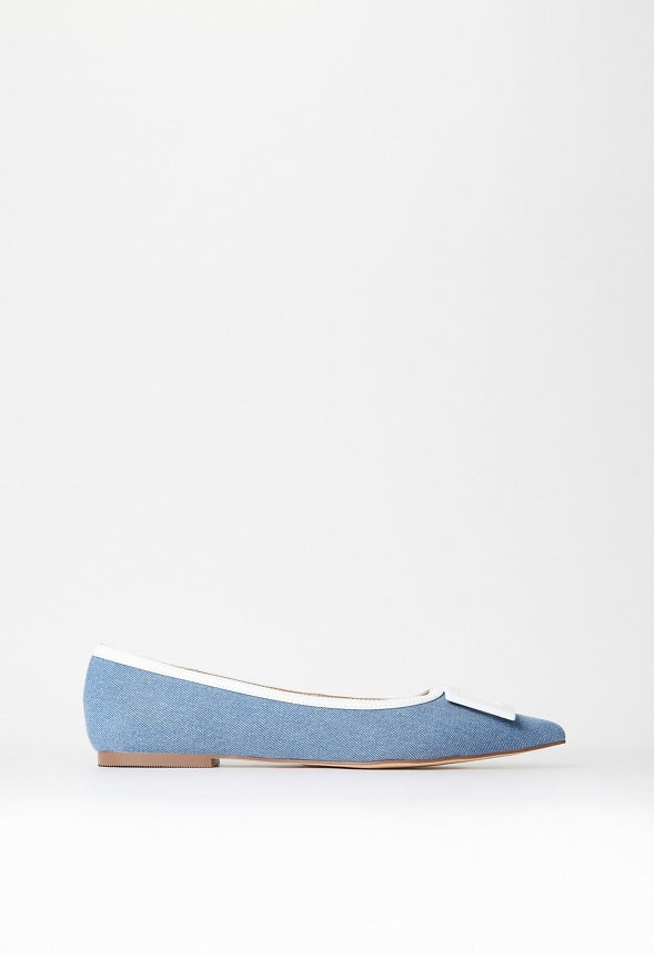 Taryn Ballet Flat Medium Denim/ Bright White