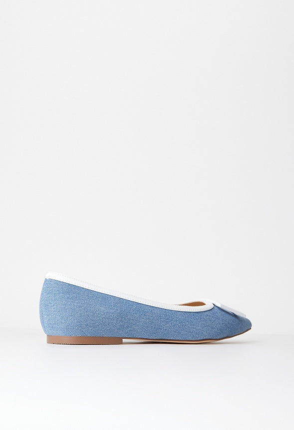 Taryn Ballet Flat Medium Denim/ Bright White