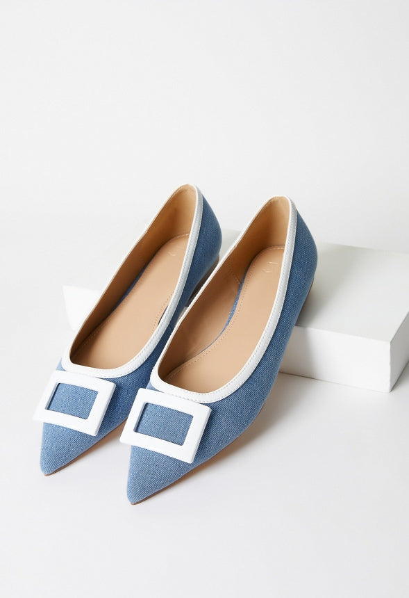 Taryn Ballet Flat Medium Denim/ Bright White