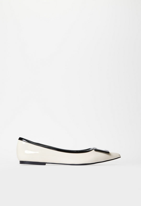 Taryn Ballet Flat Birch White/ Black