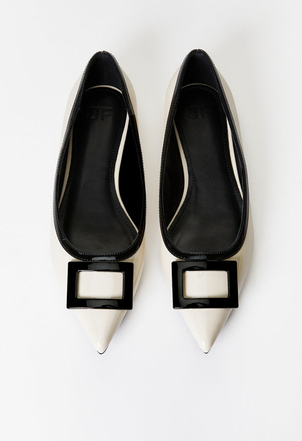 Taryn Ballet Flat Birch White/ Black