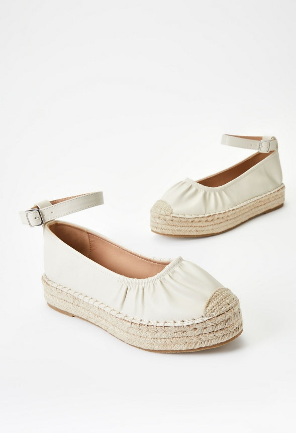 Tessa Espadrille Flat Birch White
