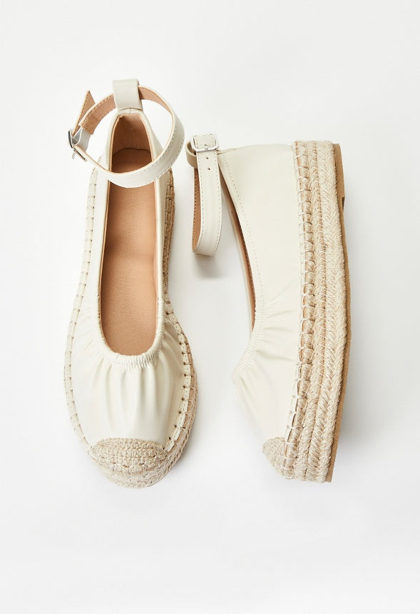 Tessa Espadrille Flat Birch White