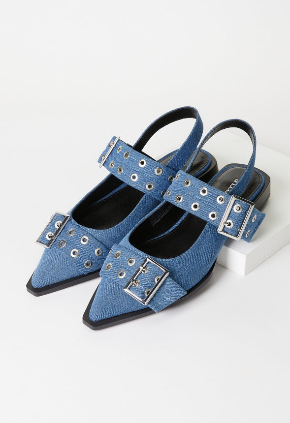 Rhyan Slingback Flat Denim