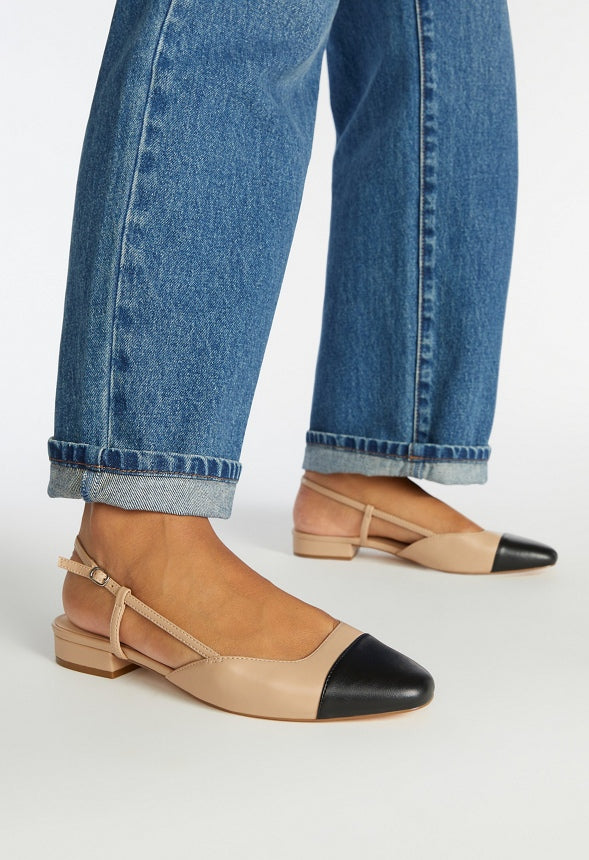 Caroline Slingback Flat New Nude/ Black