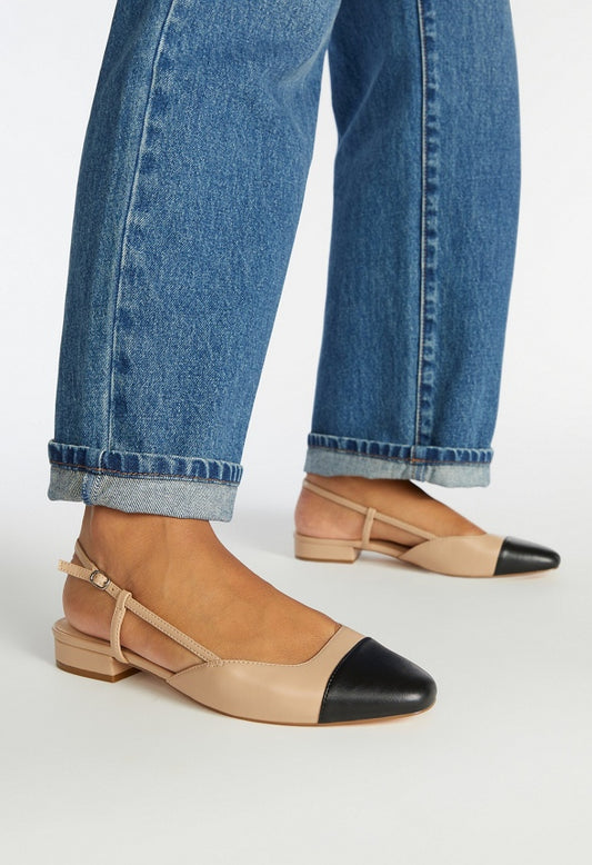 Caroline Slingback Flat New Nude/ Black