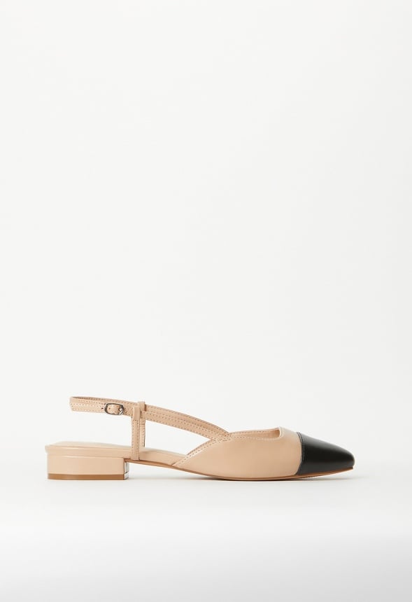 Caroline Slingback Flat New Nude/ Black