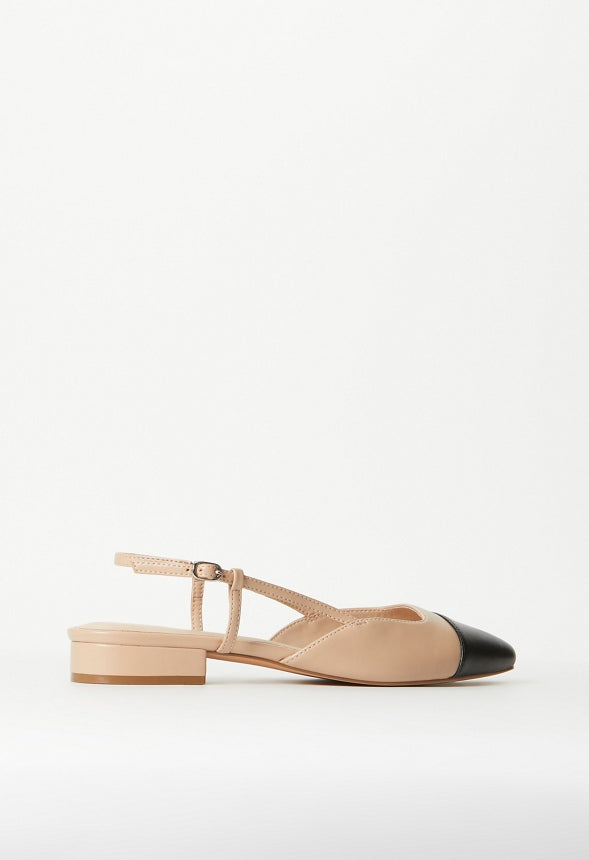 Caroline Slingback Flat New Nude/ Black