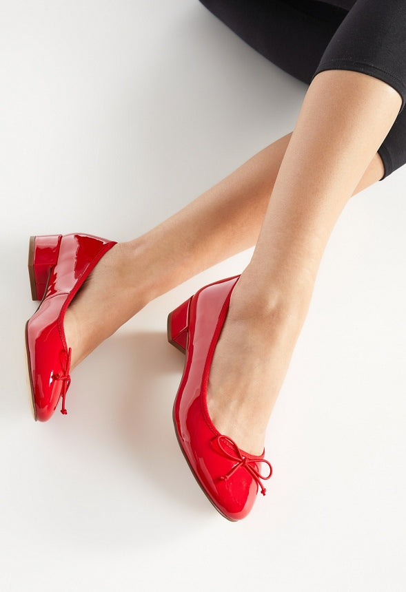 Madelaine Block Heeled Pump Salsa Red