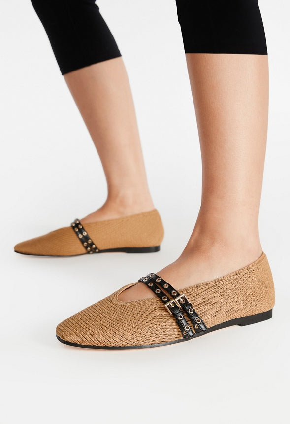 Lyndsey Ballet Flat Natural/ Black