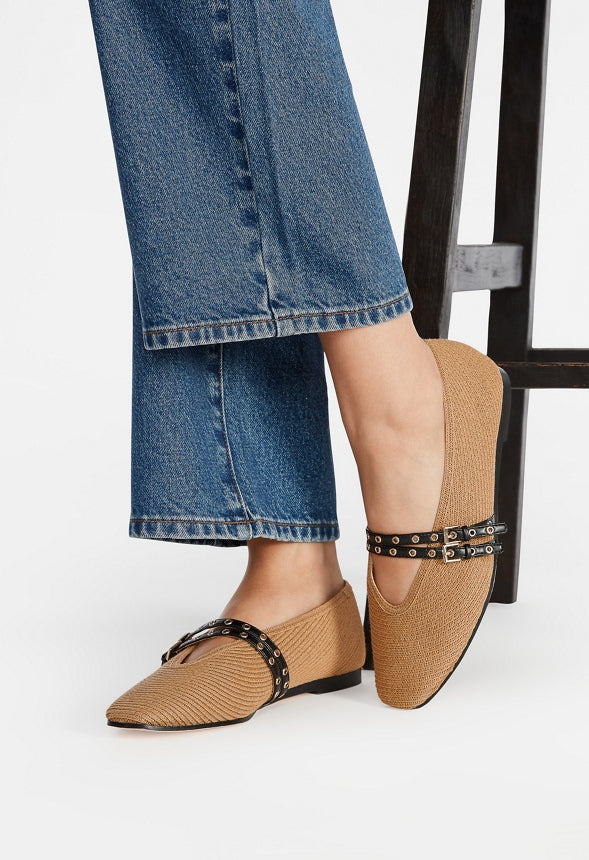 Lyndsey Ballet Flat Natural/ Black