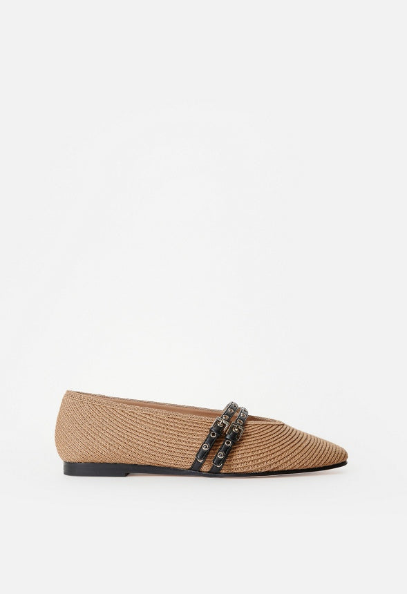 Lyndsey Ballet Flat Natural/ Black