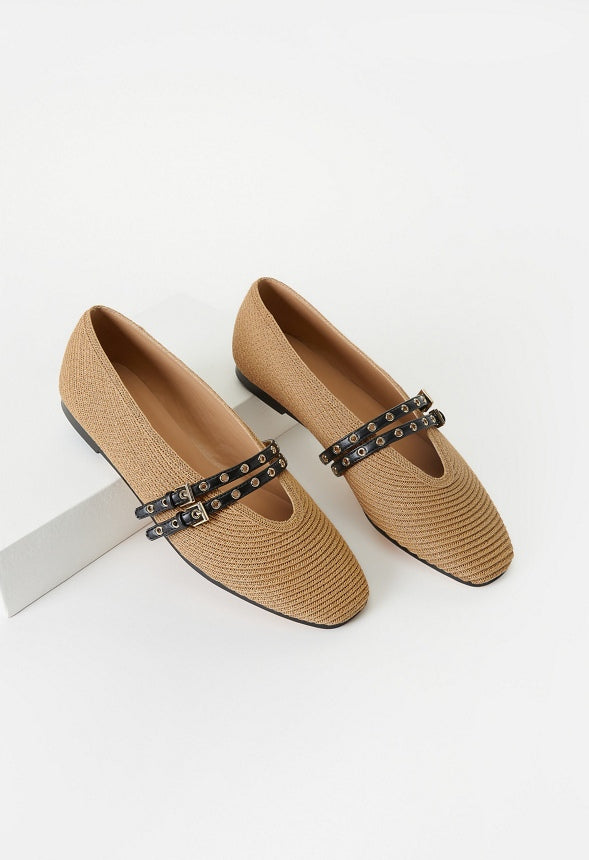 Lyndsey Ballet Flat Natural/ Black