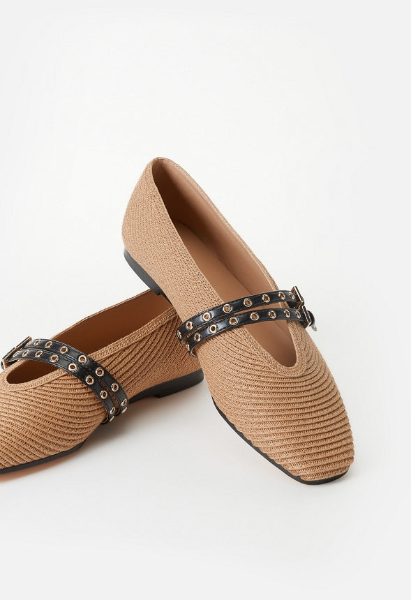 Lyndsey Ballet Flat Natural/ Black