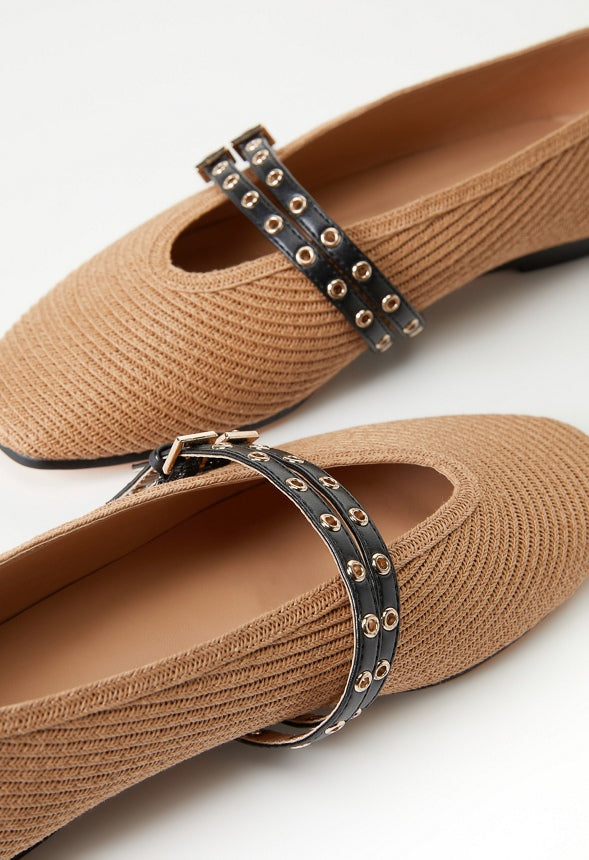 Lyndsey Ballet Flat Natural/ Black