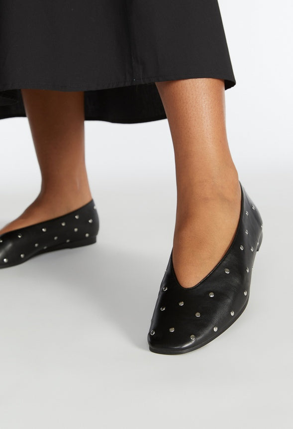 Beth Ballet Flat Black/ Silver