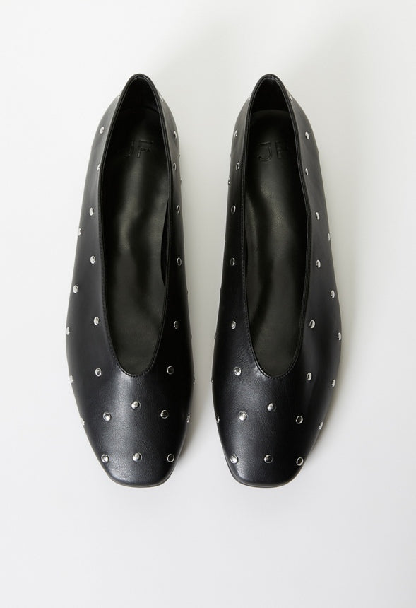 Beth Ballet Flat Black/ Silver