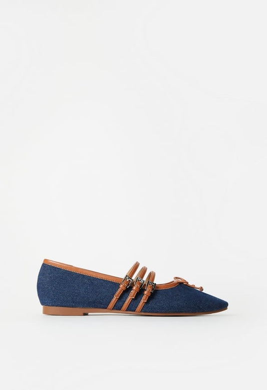 Gaby Ballet Flat Denim/ French Oak