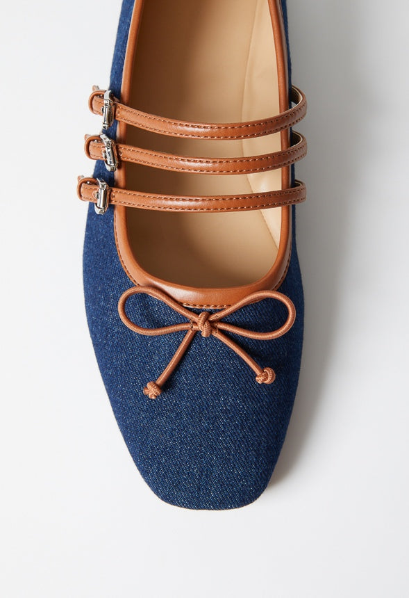 Gaby Ballet Flat Denim/ French Oak