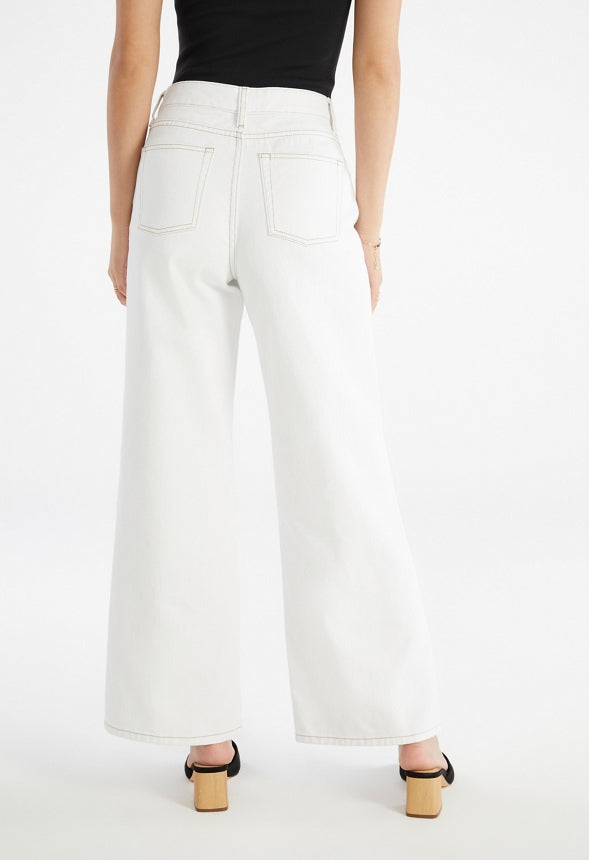 Reagan High Rise Wide Leg Jean Dove