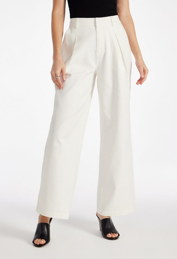 Edie Pleated Denim Trousers Dove