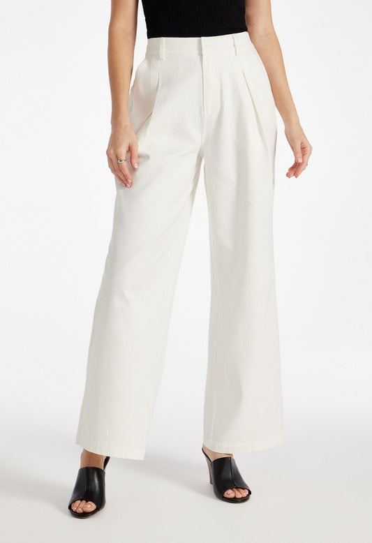 Edie Pleated Denim Trousers Dove