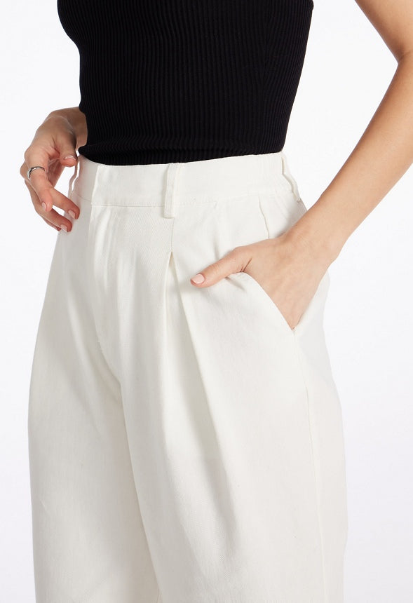 Edie Pleated Denim Trousers Dove