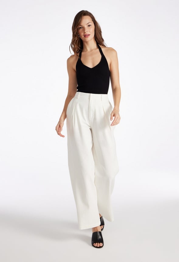Edie Pleated Denim Trousers Dove