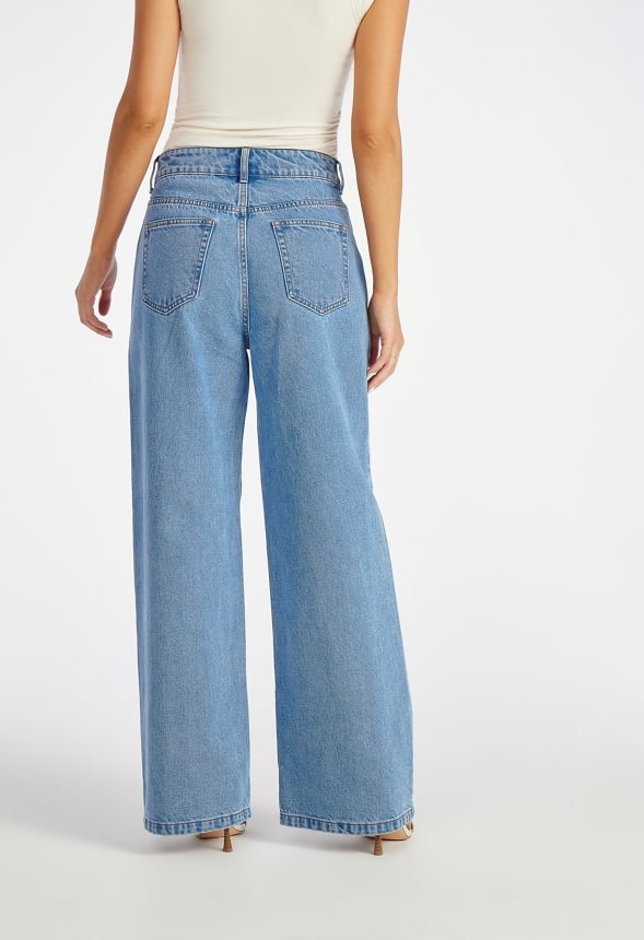 Addi High Rise Wide Leg Denim Jeans Fray