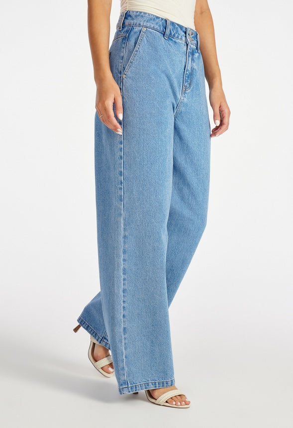 Addi High Rise Wide Leg Denim Jeans Fray