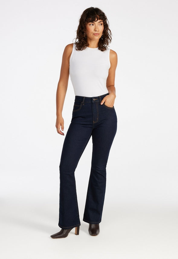 Denim High Rise Flare Leg Pants Whisper