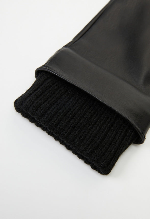 Faux Leather Gloves Black