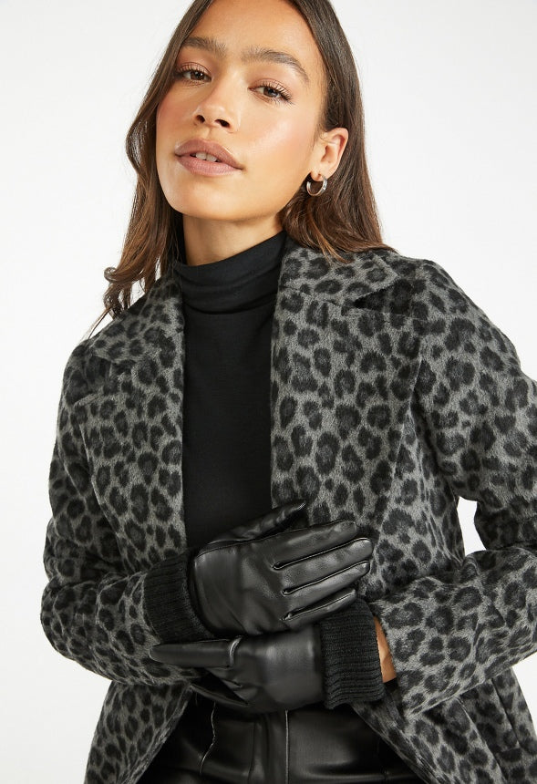 Faux Leather Gloves Black