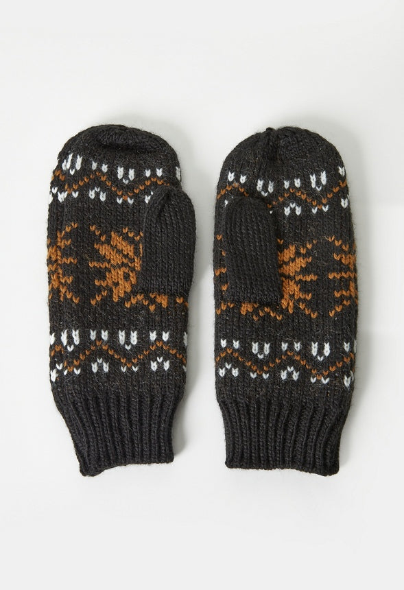 Fair Isle Mitten Black