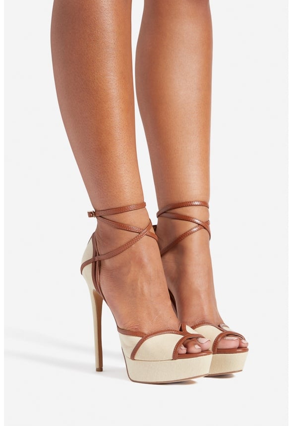 LINDEA HEELED SANDAL Natural