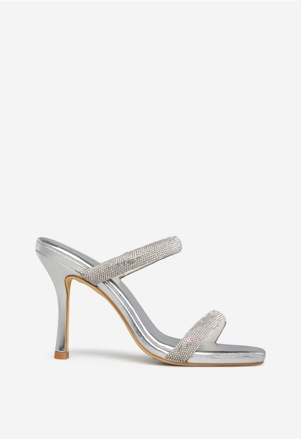 GOLDEN HOUR HEELED SANDAL Clear Rhinestone/Silver