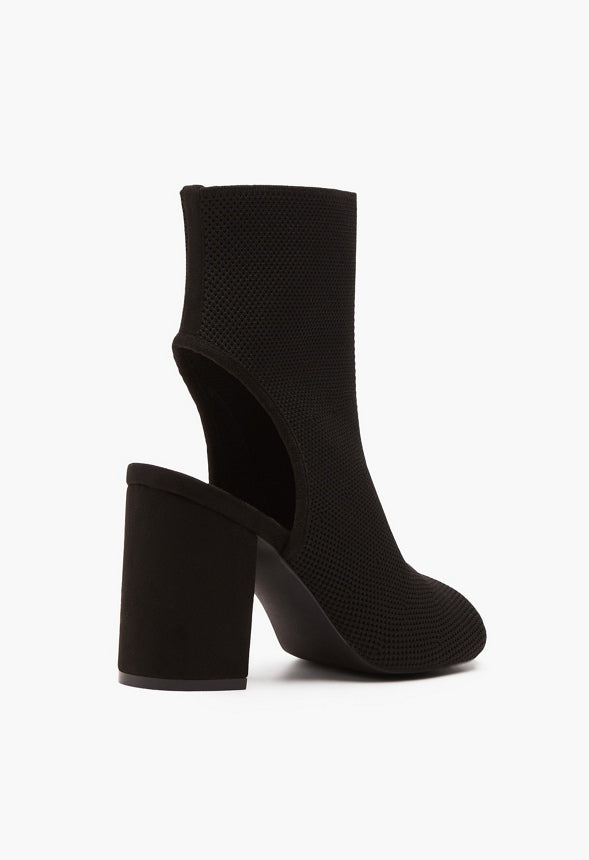 Kitty Cutout Heeled Bootie Black Caviar