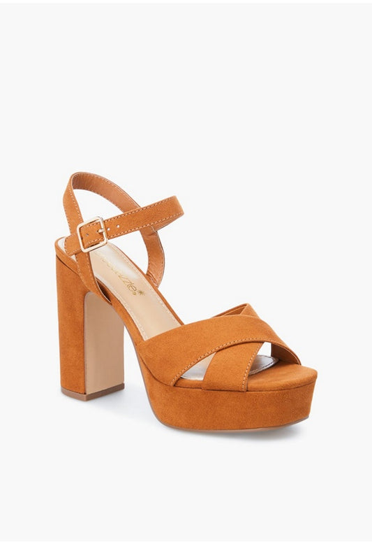TINA CROSSOVER PLATFORM SANDAL Camel