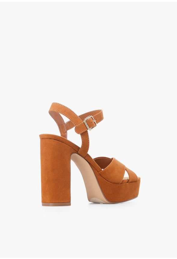 TINA CROSSOVER PLATFORM SANDAL Camel