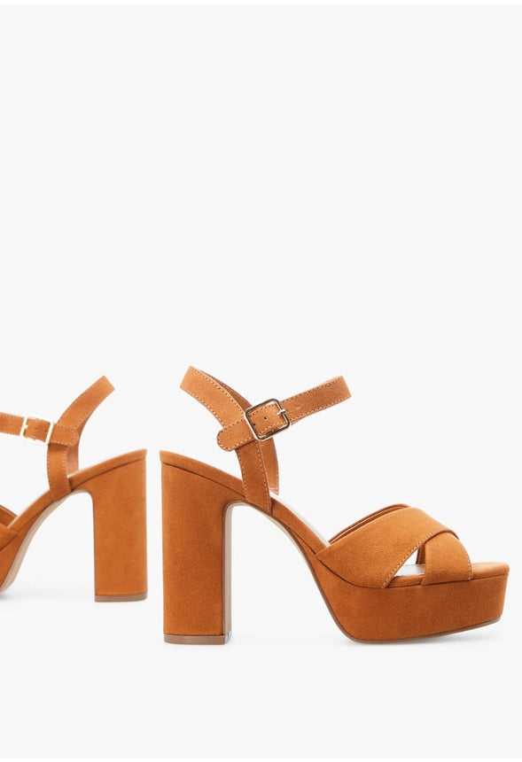 TINA CROSSOVER PLATFORM SANDAL Camel