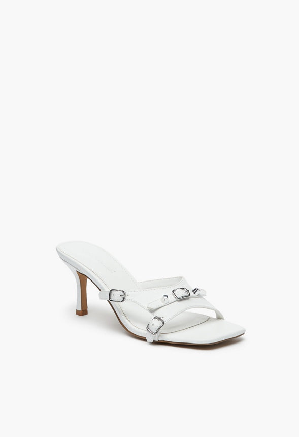 ARYA MULE HEELED SANDAL White