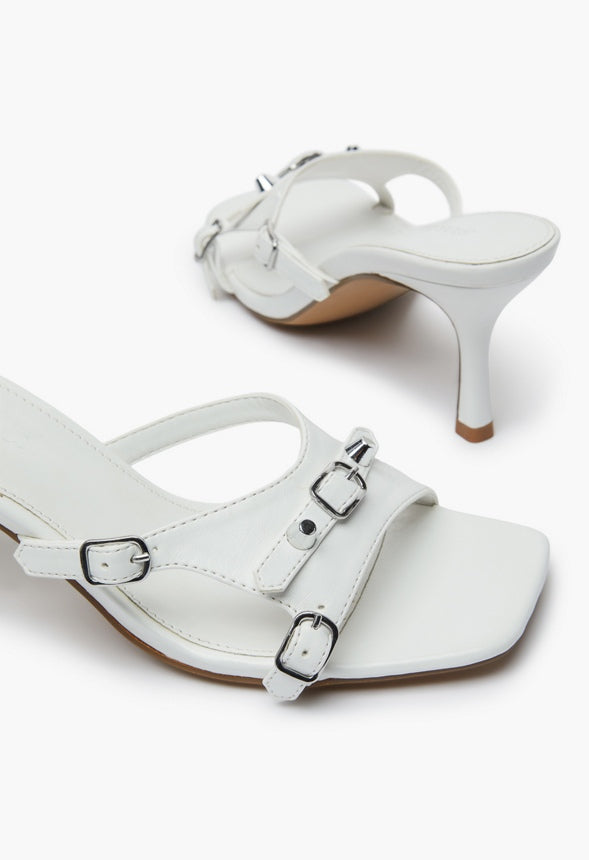 ARYA MULE HEELED SANDAL White