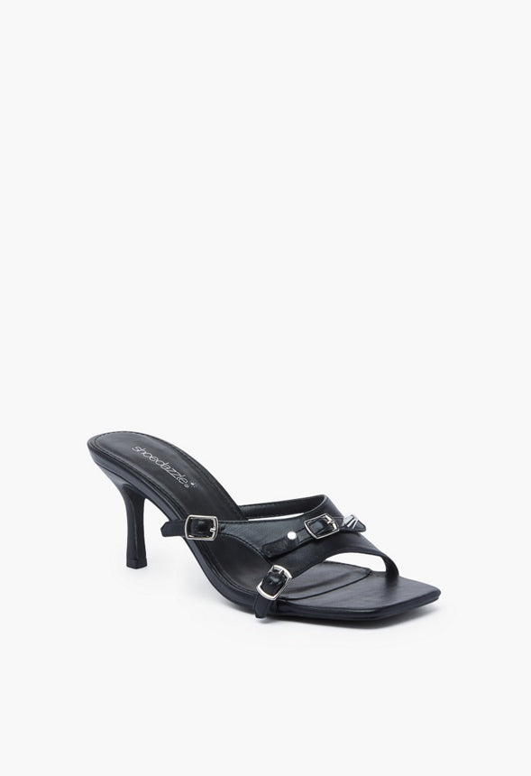 Arya Mule Heeled Sandal Black