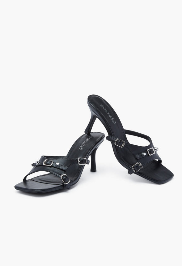 Arya Mule Heeled Sandal Black