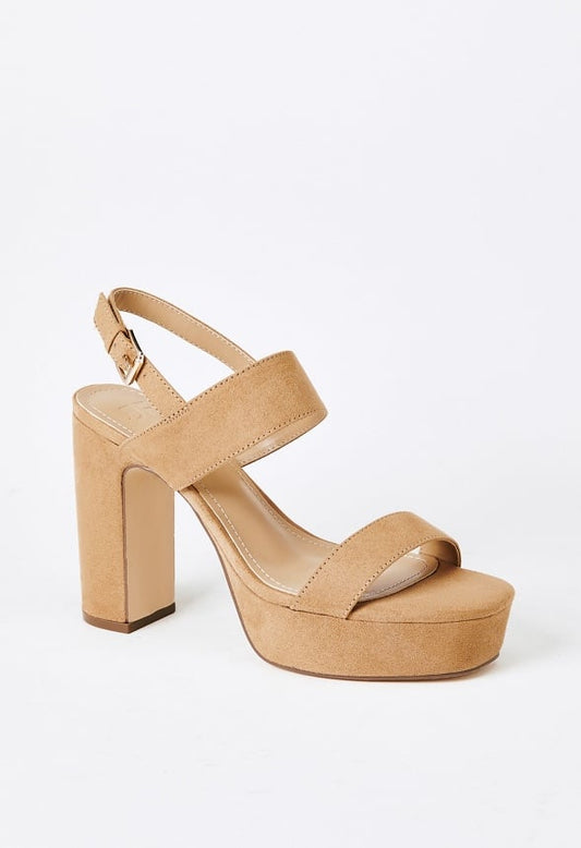 Amara Platform Heeled Sandal Lt Camel