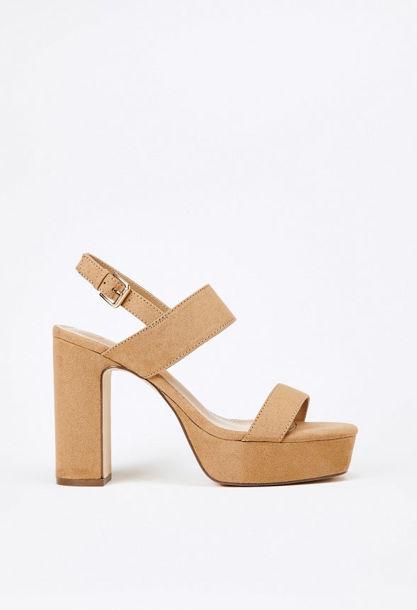Amara Platform Heeled Sandal Lt Camel