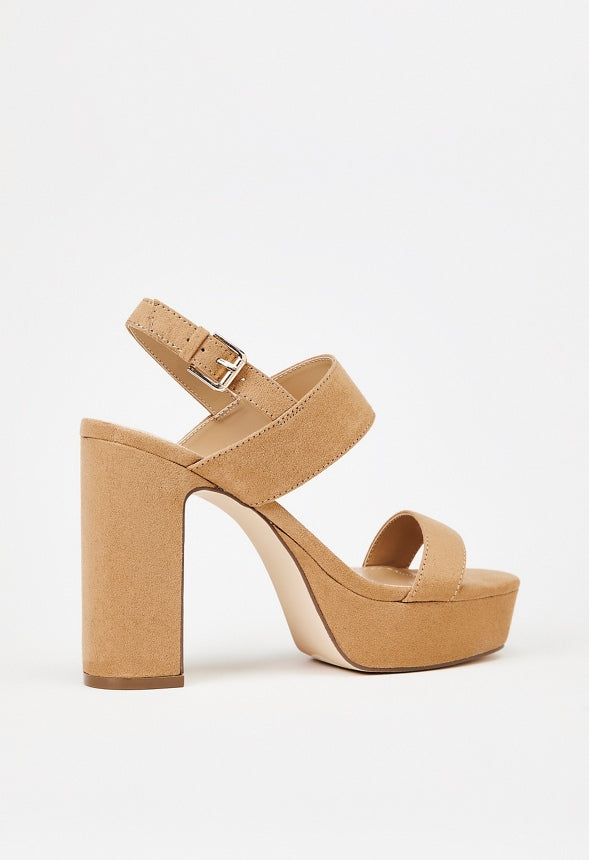 Amara Platform Heeled Sandal Lt Camel