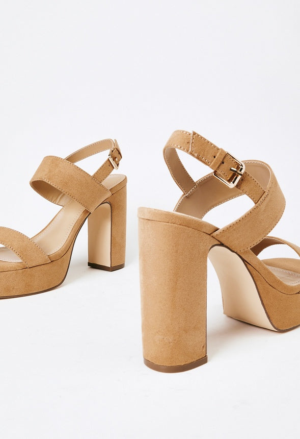 Amara Platform Heeled Sandal Lt Camel
