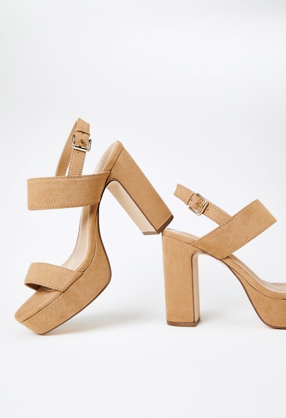 Amara Platform Heeled Sandal Lt Camel